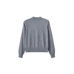 Rue Padded High Neck Sweater in Grey Melange by The Frankie Shop – Knitwear The Frankie Shop Rue Padded High Neck Sweater