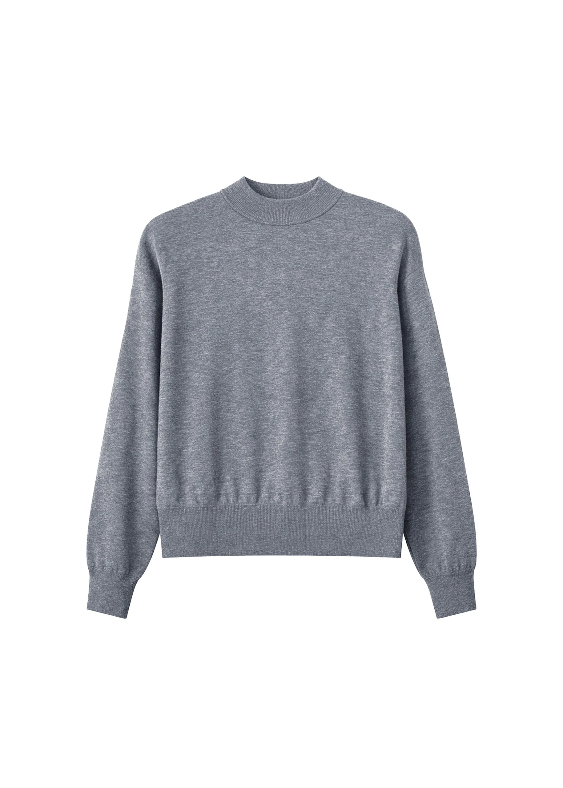 Rue Padded High Neck Sweater in Grey Melange by The Frankie Shop – Knitwear The Frankie Shop Rue Padded High Neck Sweater