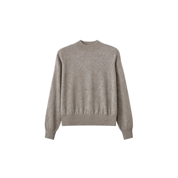 Rue Padded High Neck Sweater in Taupe Melange