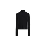 Sade Knit Zip Sweater in Black by The Frankie Shop – Knitwear The Frankie Shop Sade Knit Zip Sweater