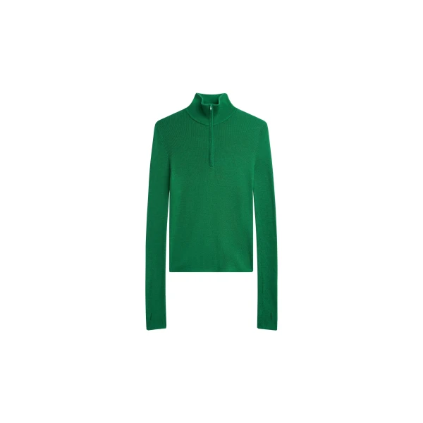 Sade Knit Zip Sweater in Green