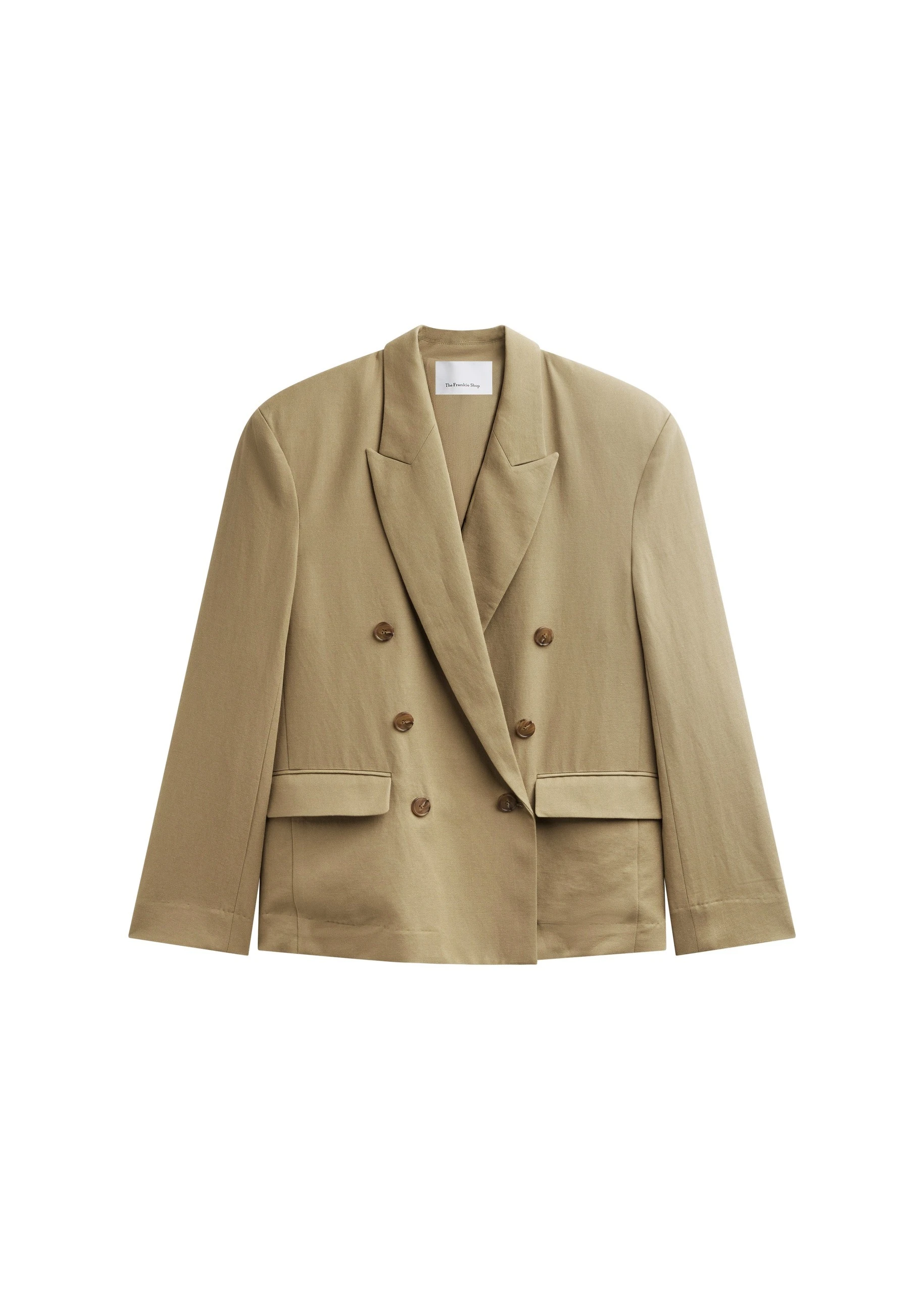 Salerno Linen Blazer in Camel by The Frankie Shop – Jackets The Frankie Shop Salerno Linen Blazer
