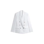 Salerno Linen Blazer in White by The Frankie Shop – Jackets The Frankie Shop Salerno Linen Blazer