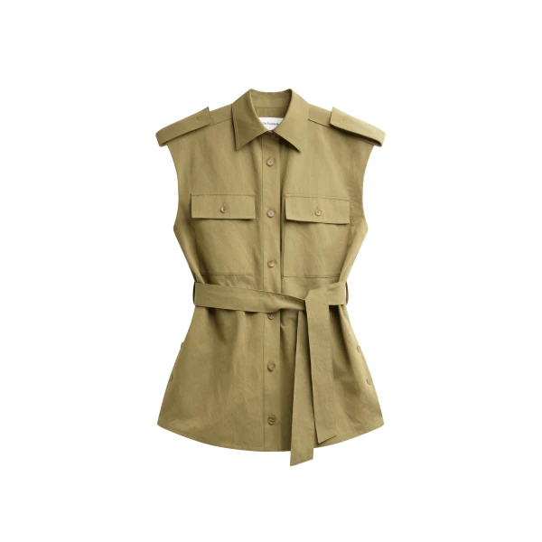 Sarah Sleeveless Cargo Mini Dress in Olive