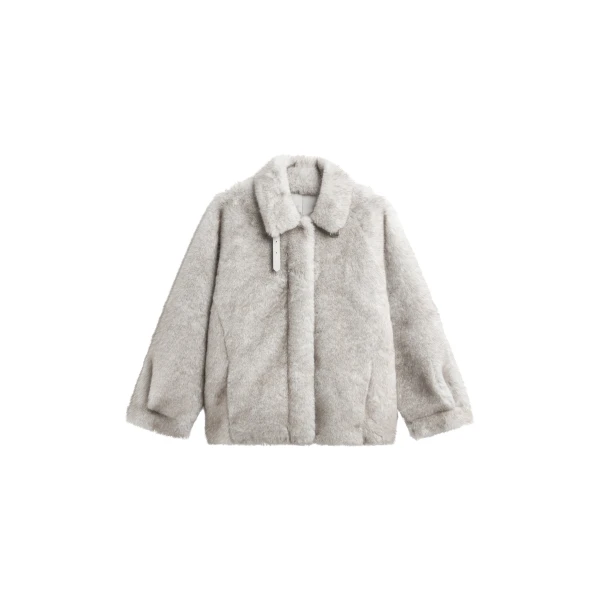 Senja Faux Fur Jacket in Light Beige