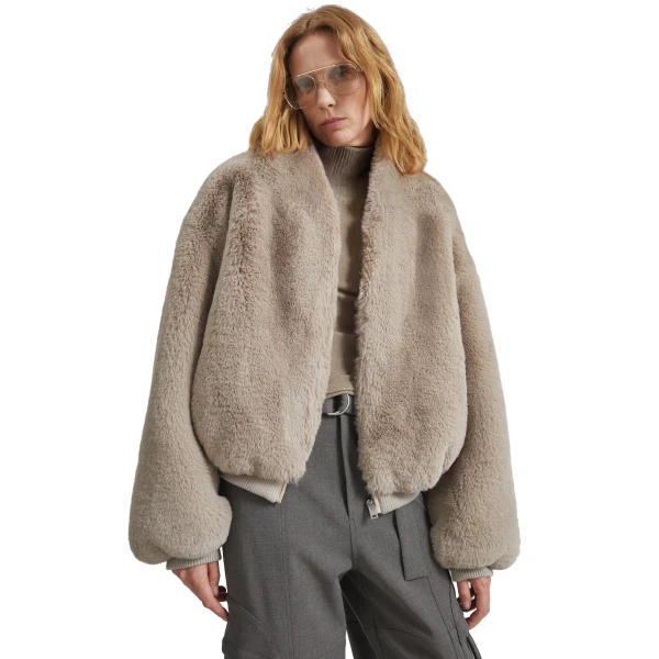 The Frankie Shop Senna Faux Fur Collarless Jacket