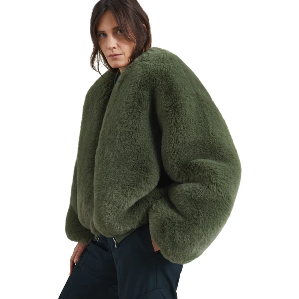 The Frankie Shop Senna Faux Fur Collarless Jacket