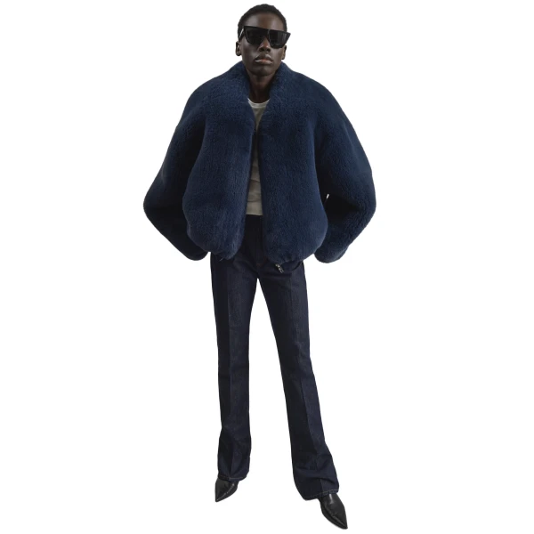 The Frankie Shop Senna Faux Fur Collarless Jacket