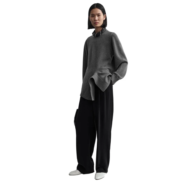 Toteme Asymmetric cashmere knit in Dark grey mélange, view 2
