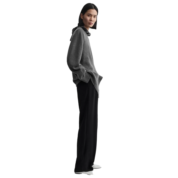 Toteme Asymmetric cashmere knit in Dark grey mélange, view 3