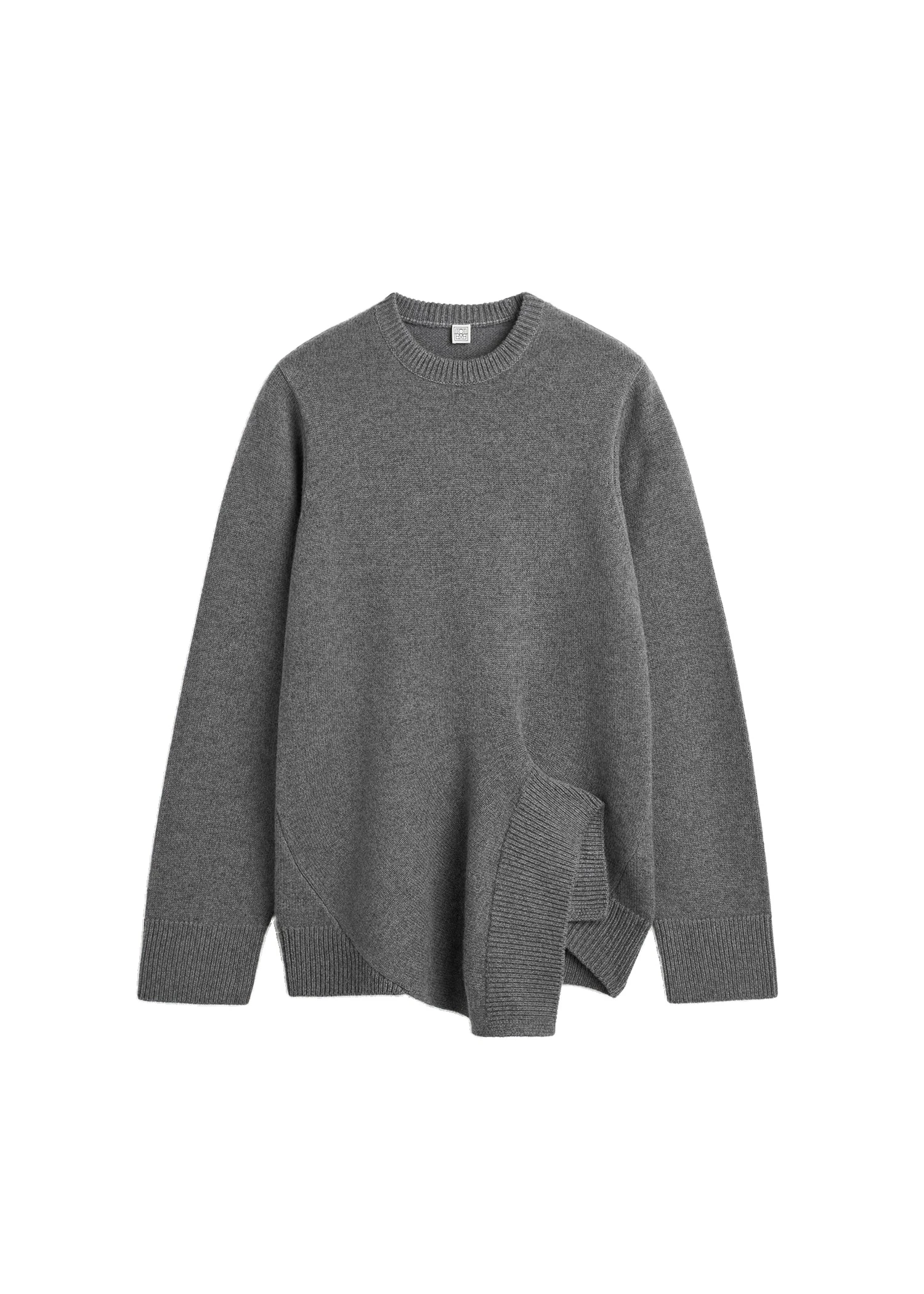 Toteme-Asymmetric-cashmere-knit-in-Dark-grey-melange-white Toteme Asymmetric cashmere knit in Dark grey mélange