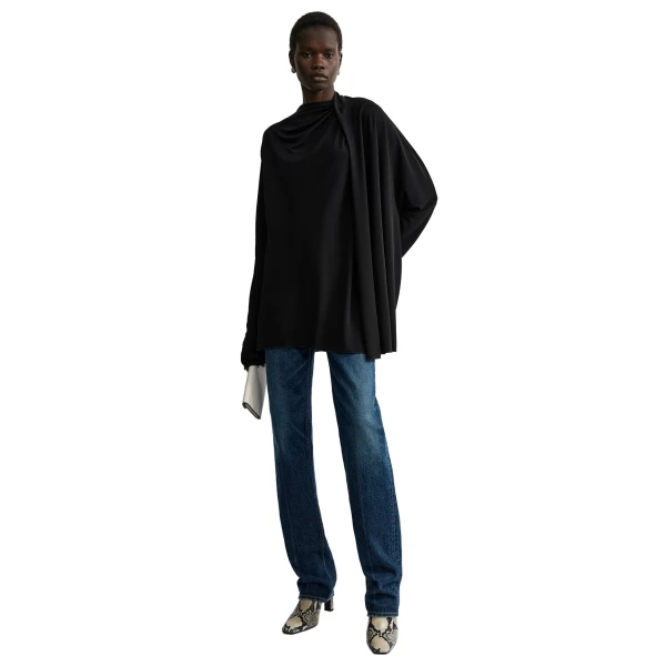 Toteme Asymmetric draped blouse in Black, view 2