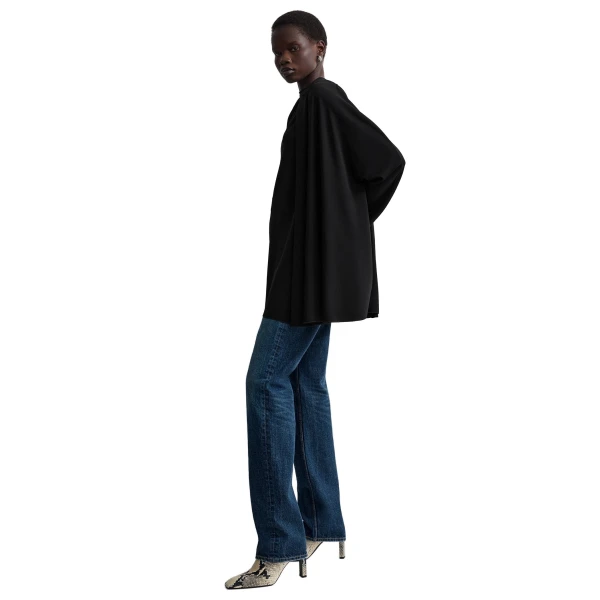 Toteme Asymmetric draped blouse in Black, view 3