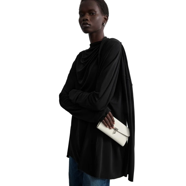 Toteme Asymmetric draped blouse in Black, view 5
