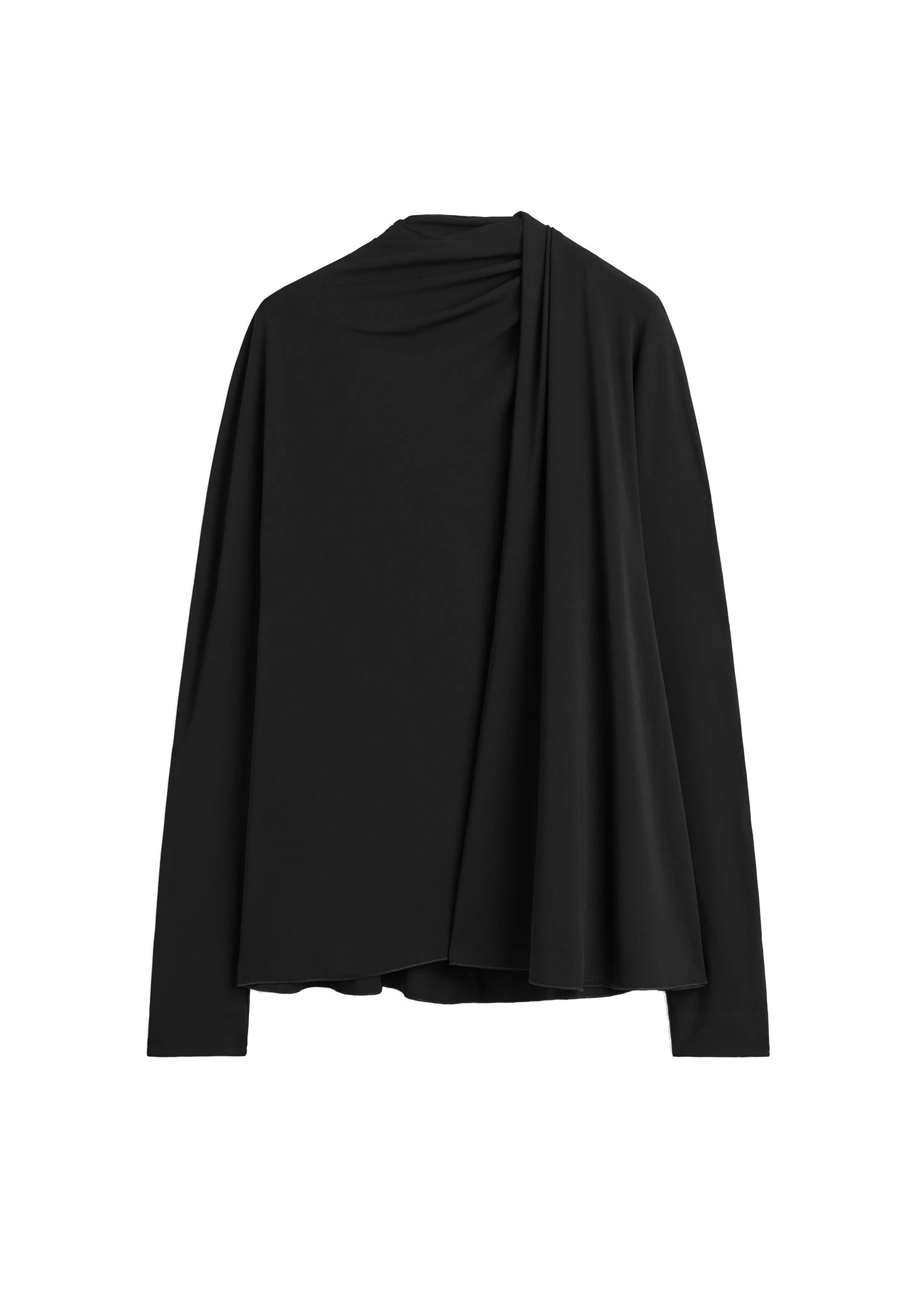 Toteme-Asymmetric-draped-blouse-in-Black-white Toteme Asymmetric draped blouse in Black