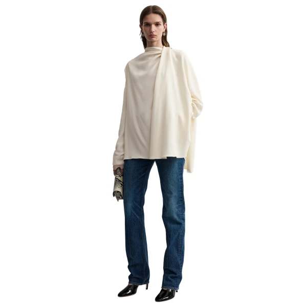 Toteme Asymmetric draped cady blouse in Ecru, view 2