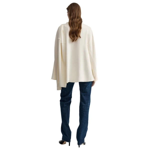 Toteme Asymmetric draped cady blouse in Ecru, view 4