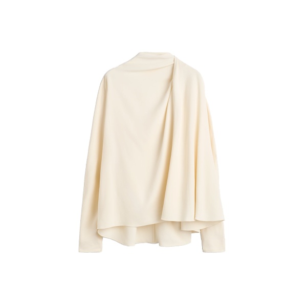 Toteme Asymmetric draped cady blouse in Ecru