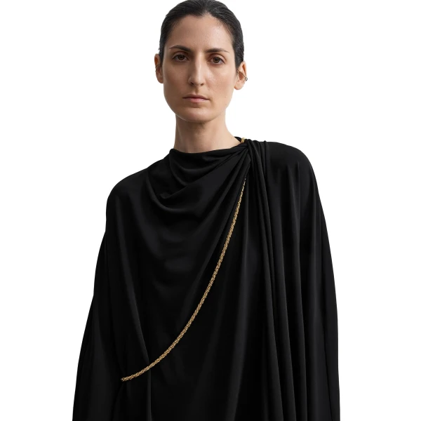 Toteme Asymmetric scarf dress in Black, view 5