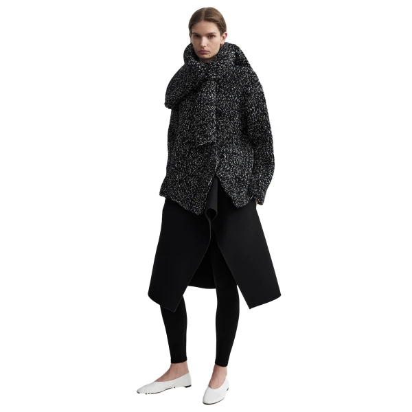 Toteme Asymmetric wool silk knit in Black / Ecru, view 2