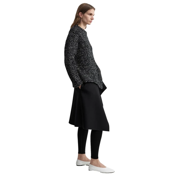 Toteme Asymmetric wool silk knit in Black / Ecru, view 3