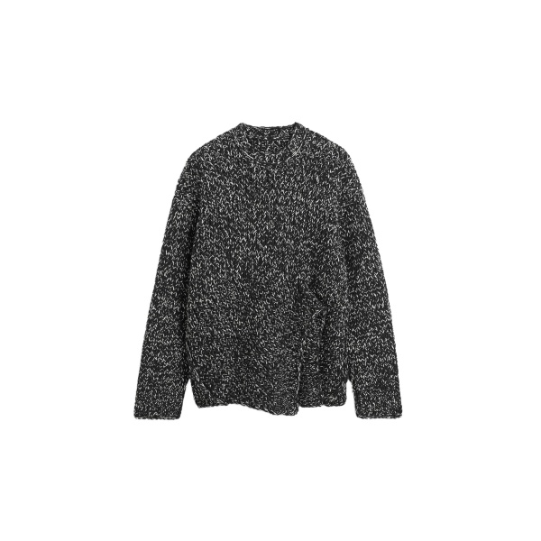 Toteme Asymmetric wool silk knit in Black / Ecru