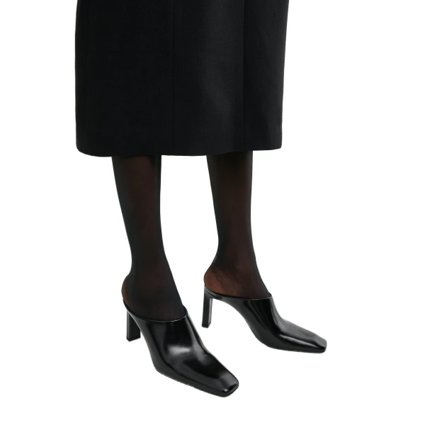 Bar leather mules in Black - Image 3