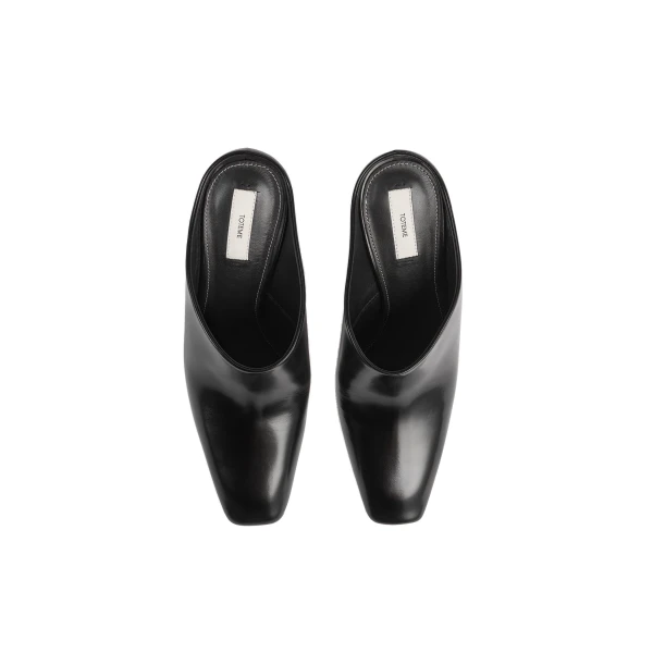Bar leather mules in Black - Image 4