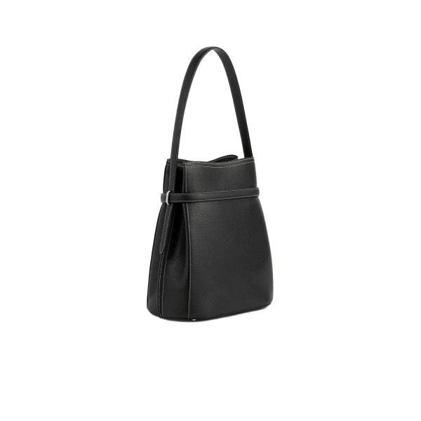 Belted grained-leather bucket bag in Black - Image 4