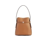 Toteme Belted grained-leather bucket bag in Tan