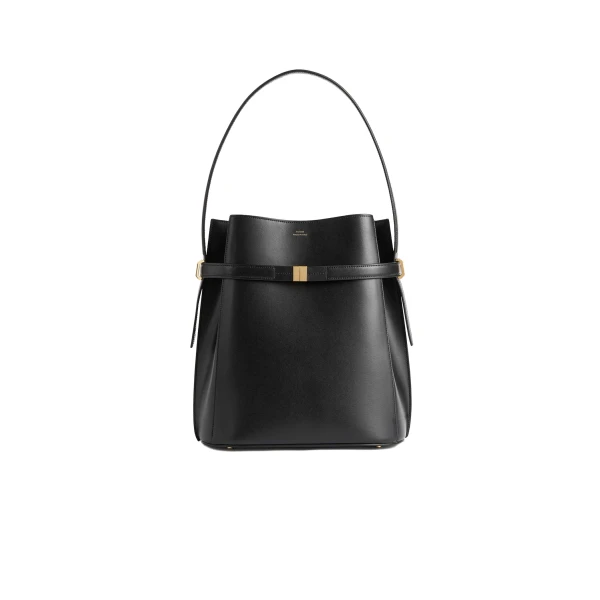Toteme Belted leather bucket bag in Black