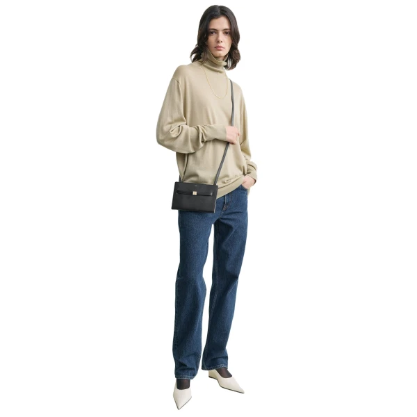 Belted leather crossbody in Black - Image 2