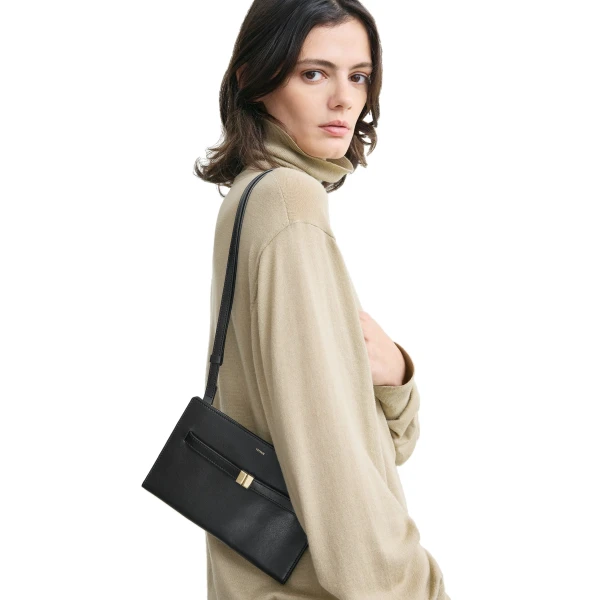 Belted leather crossbody in Black - Image 3