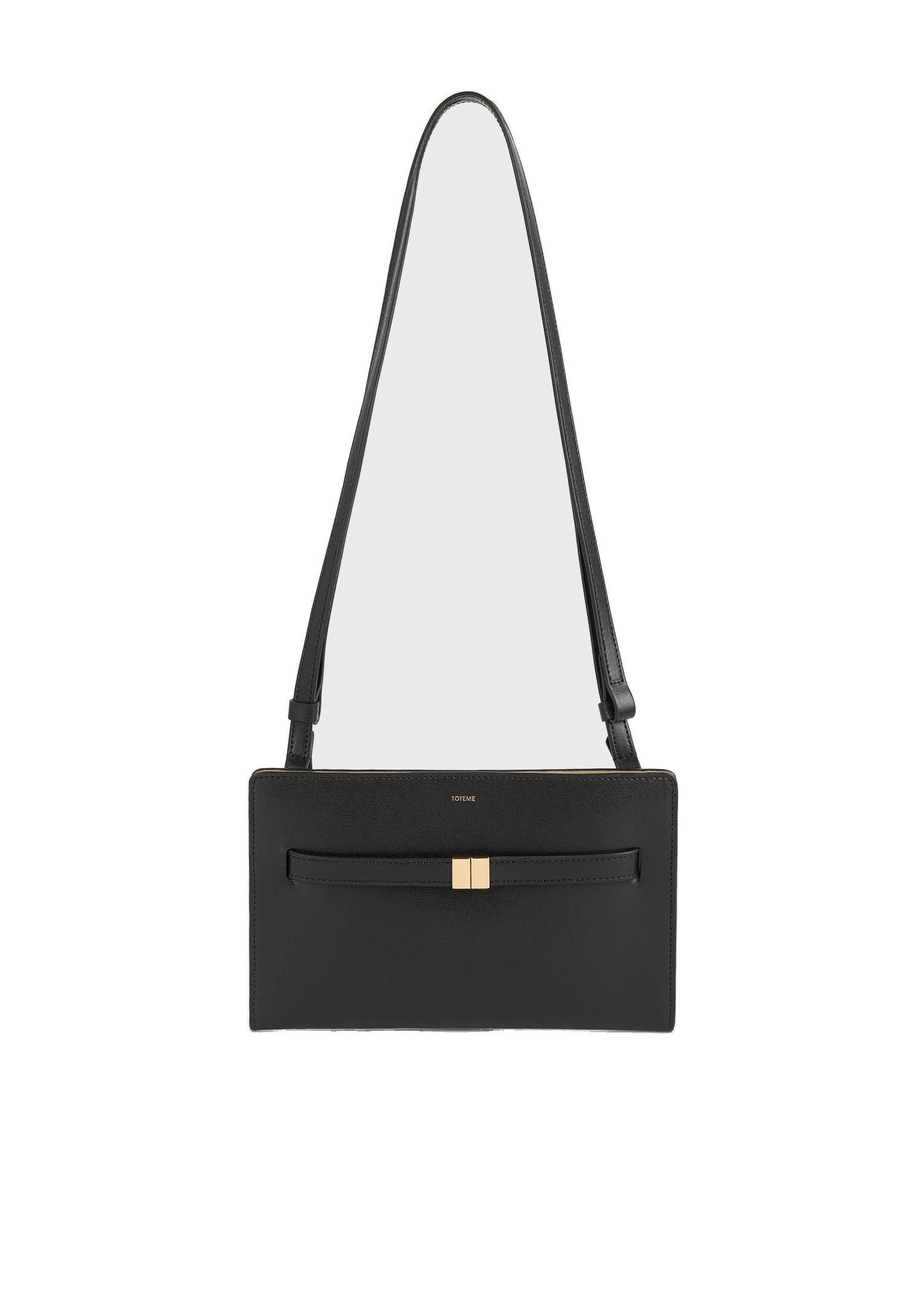 Belted leather crossbody in Black