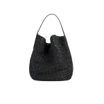 Toteme Belted paper raffia tote in Black