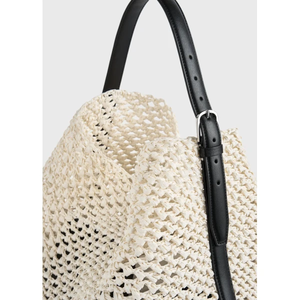 Belted paper raffia tote in Ecru / Vanilla - Image 6
