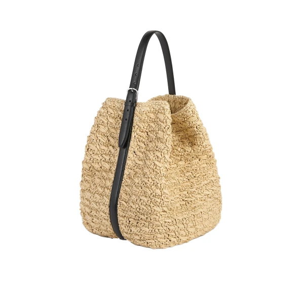 Belted paper raffia tote in Natural - Image 4