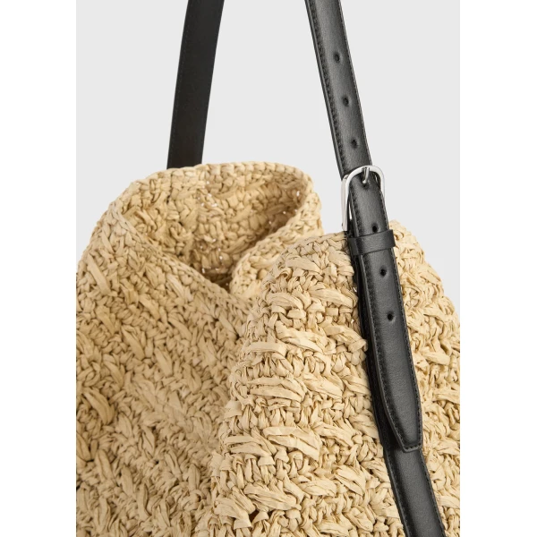 Belted paper raffia tote in Natural - Image 5
