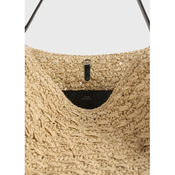 Belted paper raffia tote in Natural - Image 6