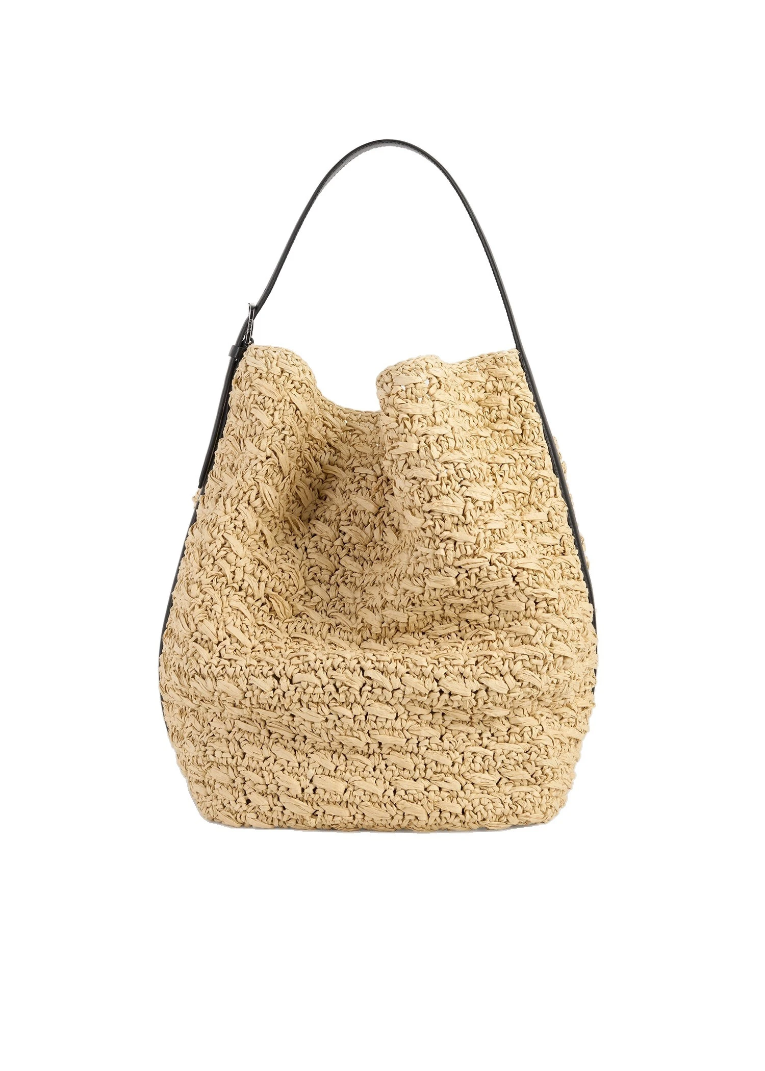 Belted paper raffia tote in Natural