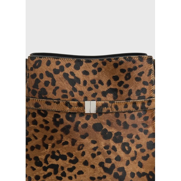 Belted pony hair bucket bag in Leopard - Image 4