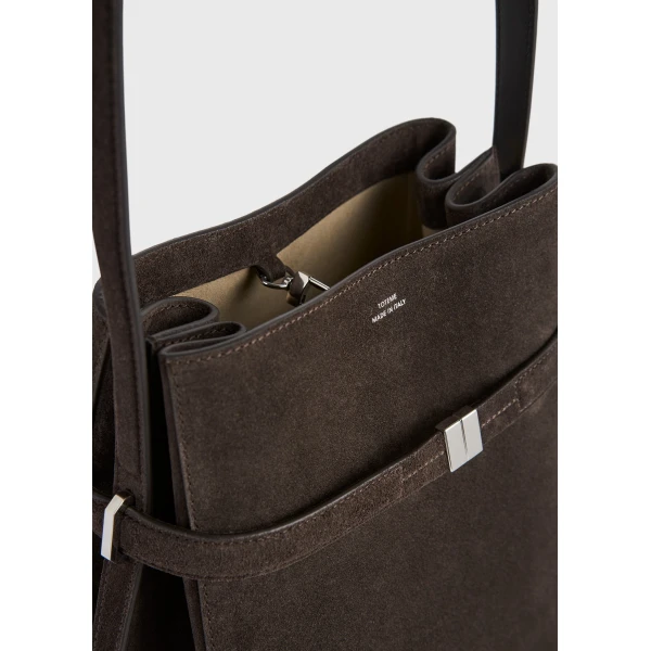 Belted suede bucket bag in Brown - Image 6