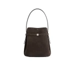 Toteme Belted suede bucket bag in Brown