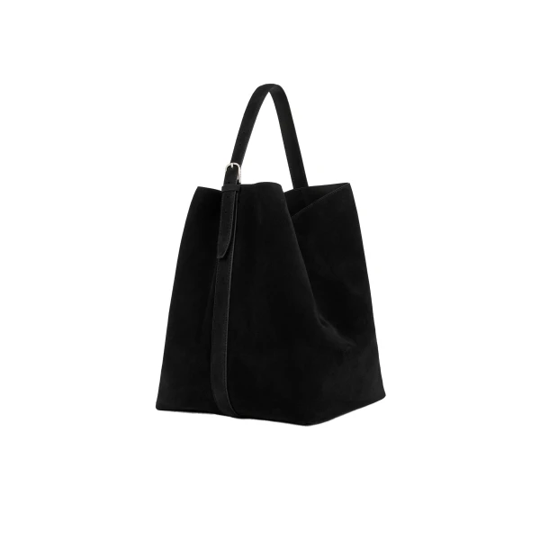 Belted suede tote in Black - Image 4