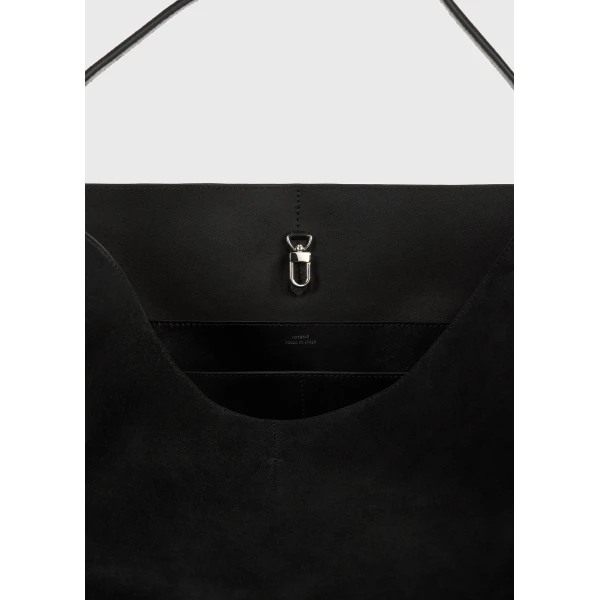 Belted suede tote in Black - Image 6