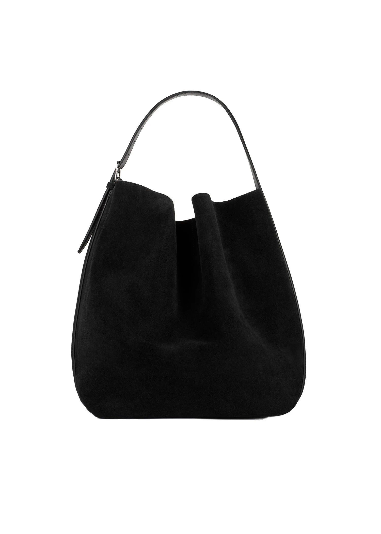 Belted suede tote in Black