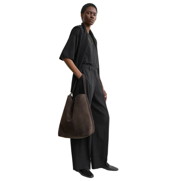 Belted suede tote in Brown - Image 3