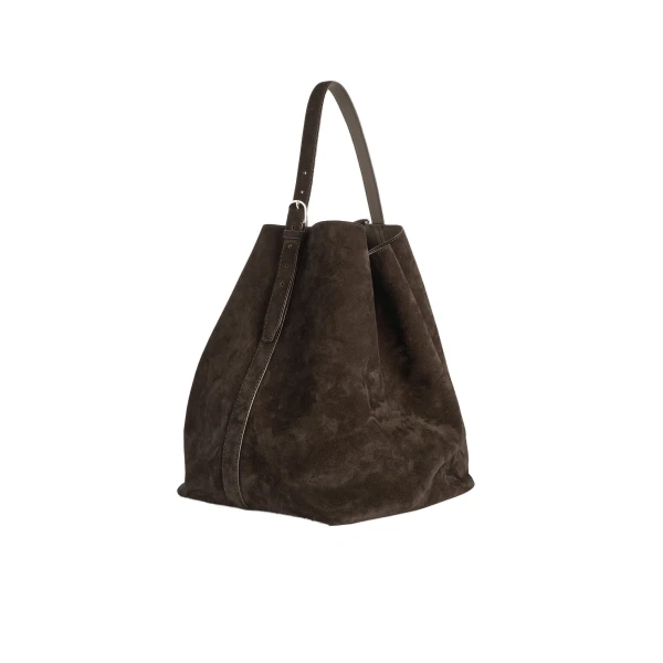 Belted suede tote in Brown - Image 4