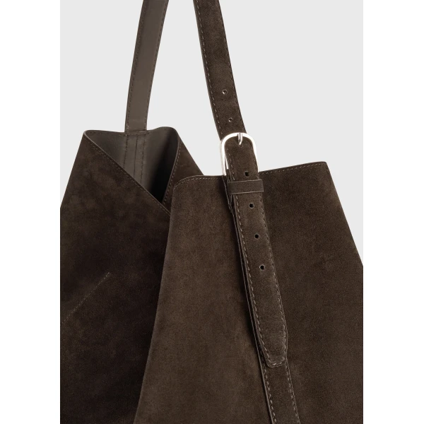 Belted suede tote in Brown - Image 5