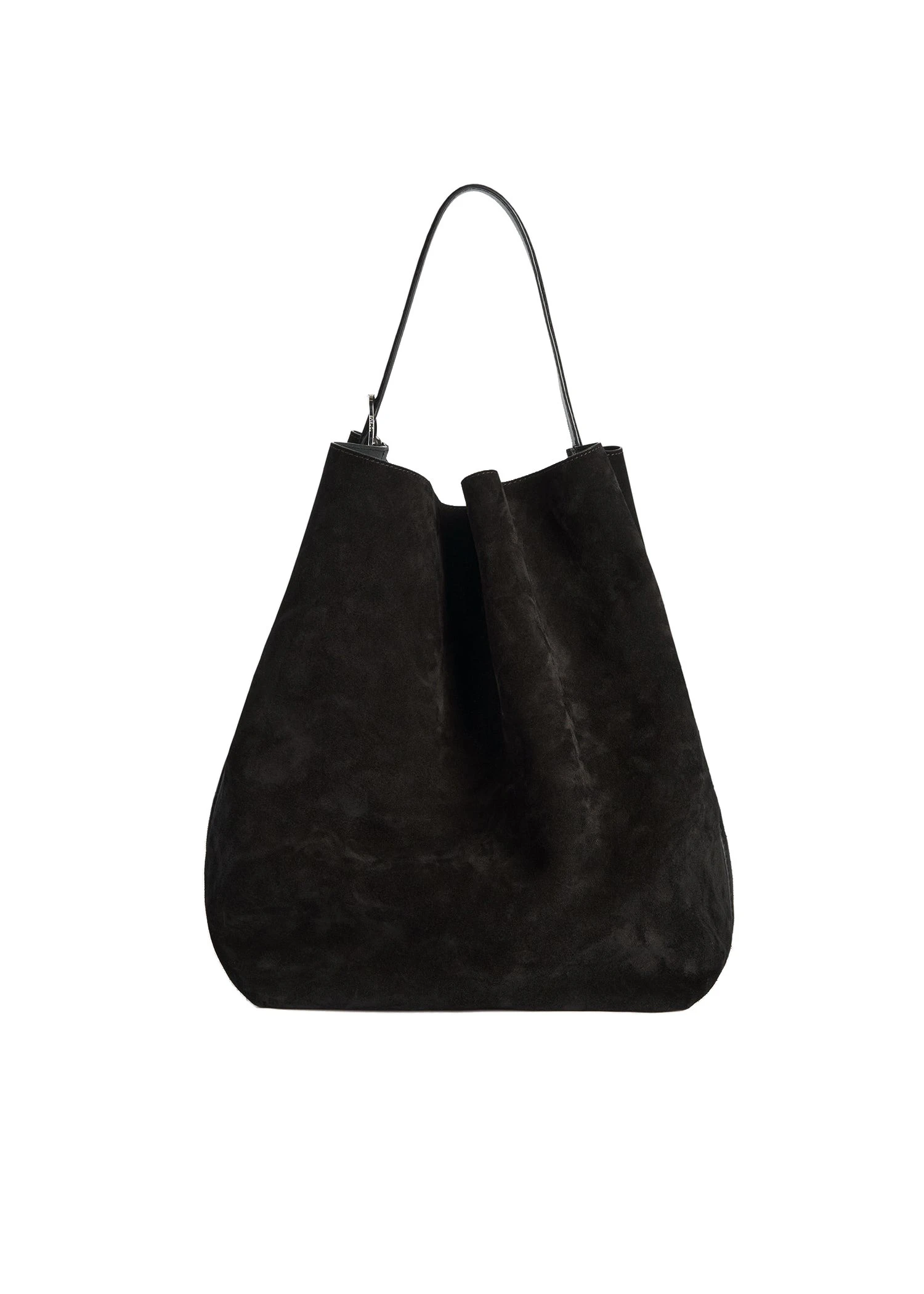 Belted suede tote in Espresso brown